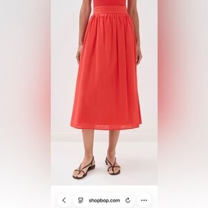 Vibrant Coral Midi Skirt